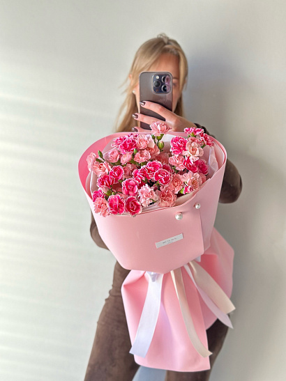Кустовые розовые диантусы 15 шт.